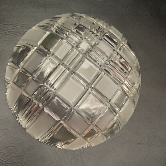 Clear Frosted Glass Heavy Serving Bowl Cut Glass Diamond Square Rectangle 4 Qt - Picture 5 of 7